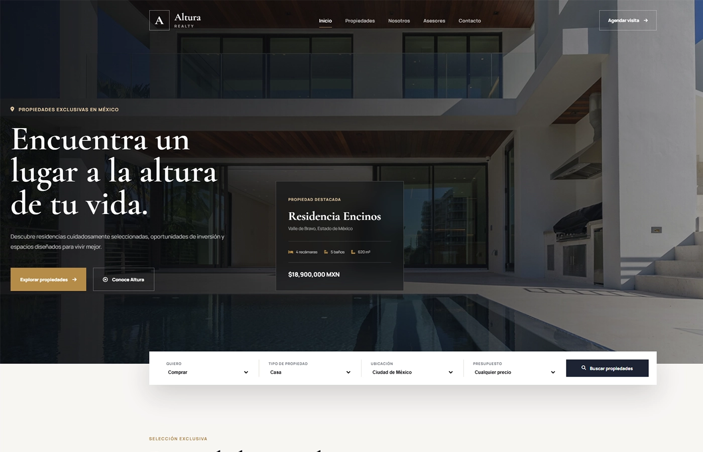 Sitio web de Altura Realty diseñado por Laren