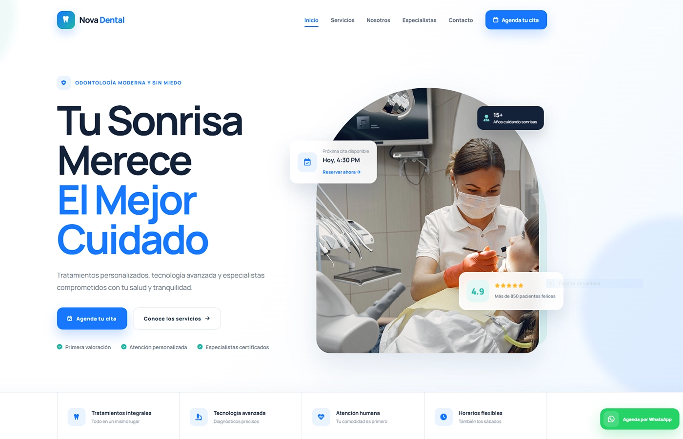 Sitio web de Nova Dental diseñado por Laren